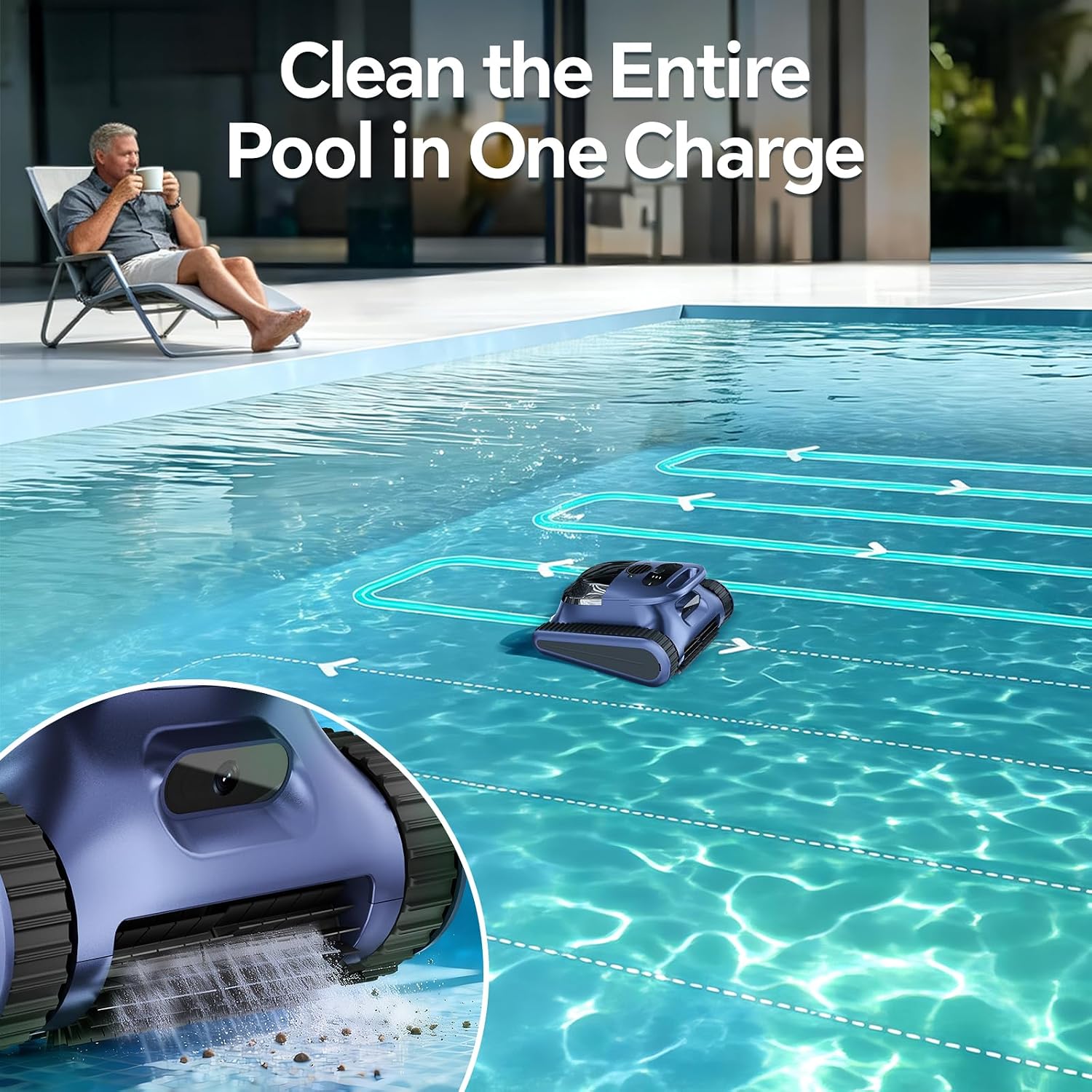 Pool Vacuum for Inground Pools & Above Ground Pool, Cordless Robotic Pool Cleaner with 180W Brushless Motor, 3-Hour Runtime, Wall-Climbing Pool Robot Scrubber for Pools up to 2150 Sq.Ft.