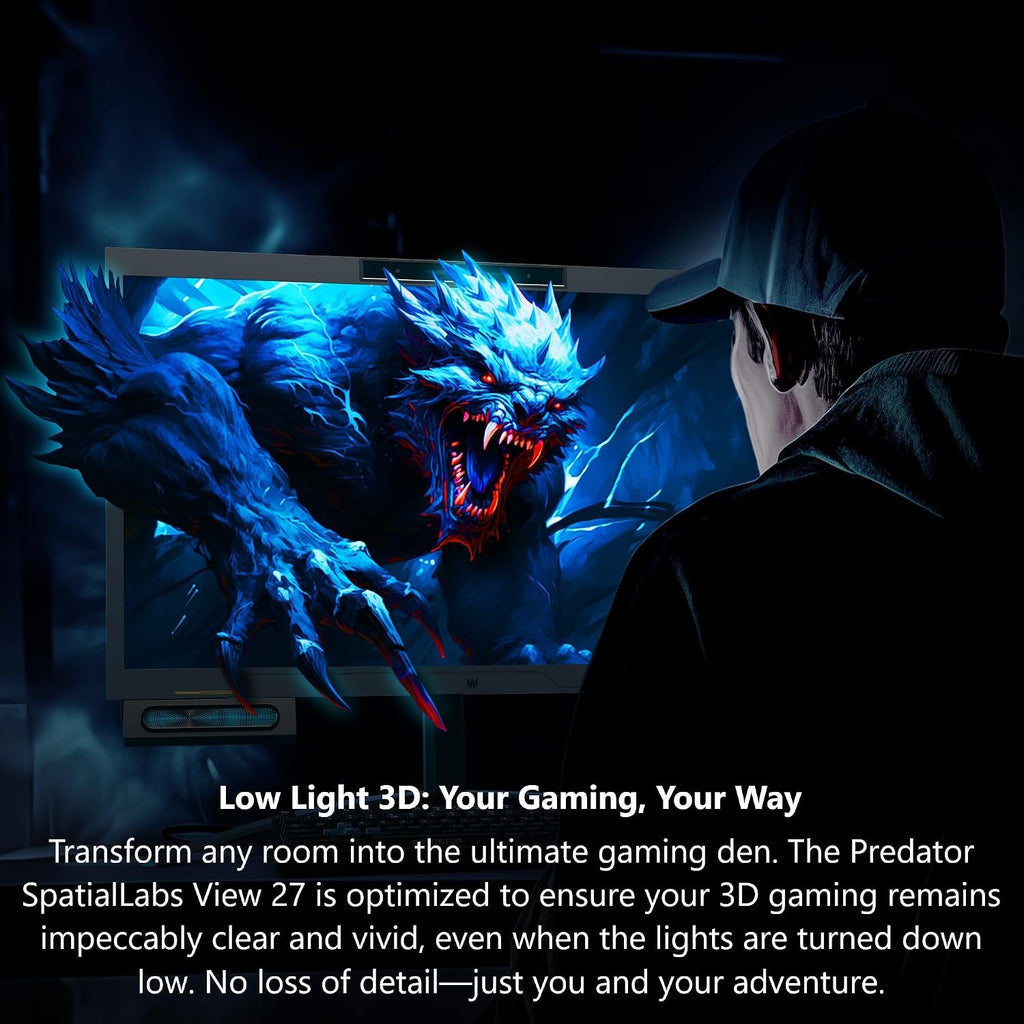 acer Predator SpatialLabs View 27 PSV27-2 27' Ultra HD Stereoscopic 3D Gaming Display | Eye Tracking | Real-Time Rendering | AI Technologies I AMD FreeSync Premium (G-SYNC Compatible) | 160Hz