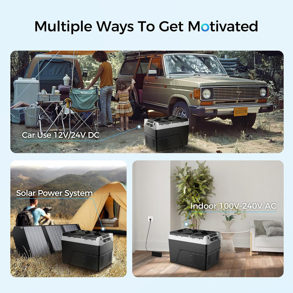 Feelfunn 12 Volt Refrigerator Car Fridge - 50QT(48L) Dual Zone Electric Cooler, Car Refrigerator -4℉~68℉, Portable Refrigerator 12/24V DC 100-240V AC, Portable Freezer for Travel Camping RV Home