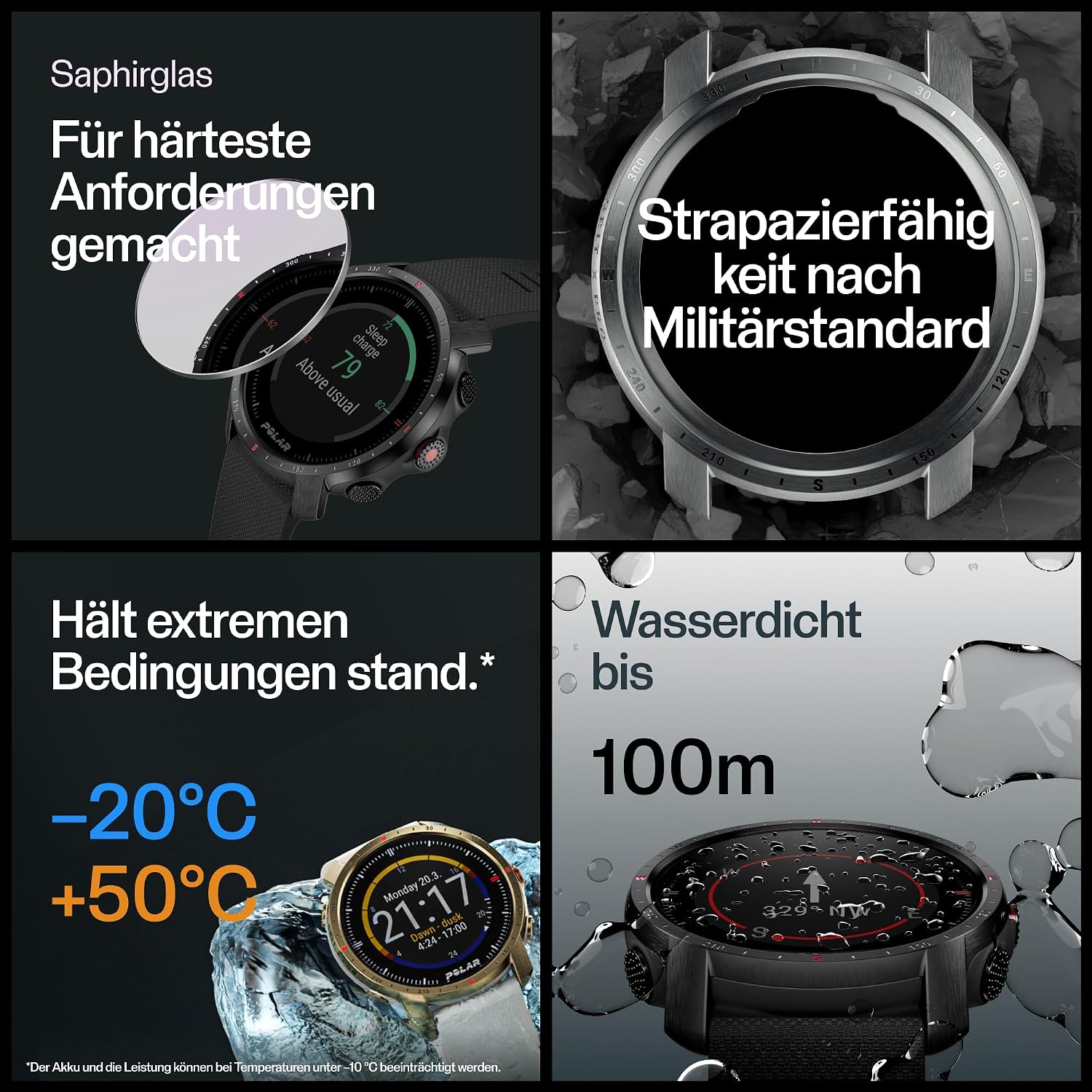 POLAR Grit X Pro - GPS Multisport Smartwatch - Military Durability, Sapphire Glass, Wrist-Based Heart Rate, Long Battery Life, Navigation - Ideal for Outdoor Sports, Trail Running, Hiking, Black