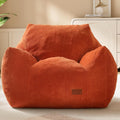 Big Bean Bag Chair for Adults, Ultra Soft Living Room Bean Bag with Armrests, Stuffed BeanBag Chair for Napping, Gaming, Vacuum-Compressed for Easy Gifting, 48 Hours to Fluffs Up, Orange