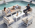 NICESOUL 8 Piece Modern Aluminum Patio Furniture Set, 500lbs Heavy Duty Durable Outdoor Sectional Sofa, 29' Deep Wide Oversized Seating, L Shaped Comfortable Conversation Couch for Garden Deck, Beige