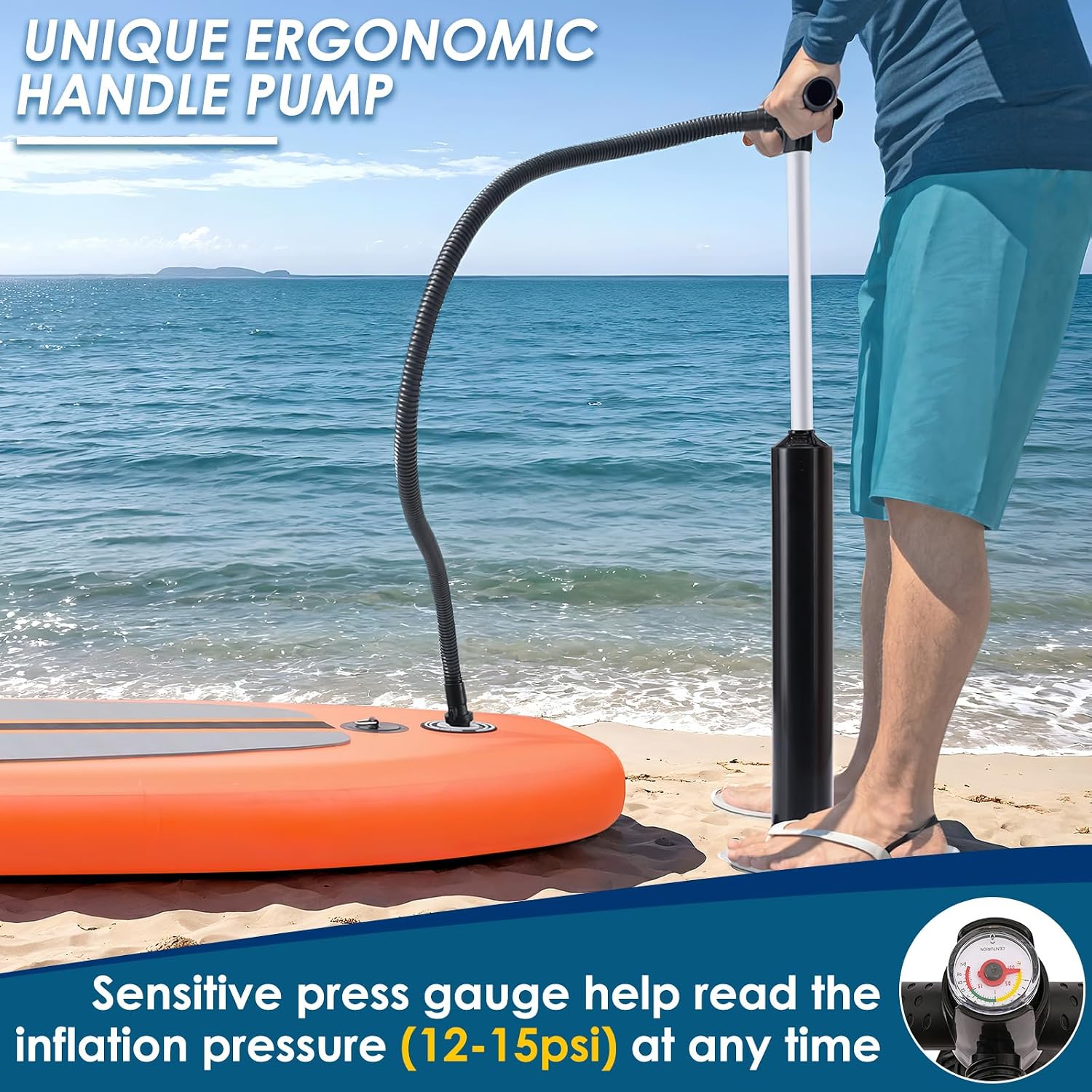 TLSUNNY 10FT Inflatable Stand Up Paddle Board, 3 Fins Paddleboard with Full SUP Accessories for All Skill Levels, Portable Two-Way Hand Pump and Carry Bag, 400LBS