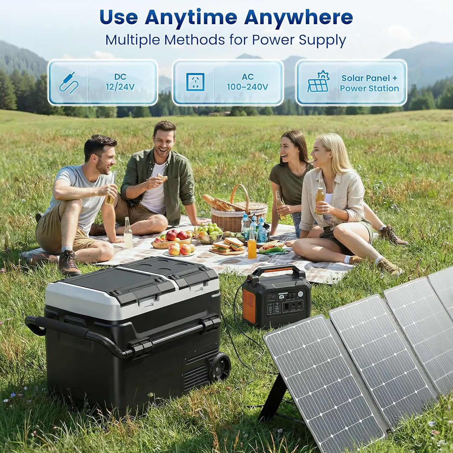 HCALORY 12 Volt Car Refrigerator 53QT/ 50L Car Fridge, Dual Zone Electric Cooler for Vehicles with Wheels and Handle -4℉~68℉, 12/24V DC 100-240V AC Portable Freezer for Camping, Travel, Truck, Home