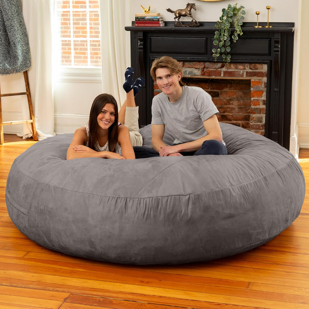 Jaxx 6 Foot Cocoon - 2-in-1 Convertible Bean Bag Bed & Large Bean Bag Chair for Adults, Charcoal