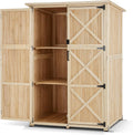 Macrout Outdoor Storage Cabinet, Wooden Storage Shed with Lock, Outside Garden Tool Shed with 2 Doors for Patio Yard Lawn, 1933 (Large)