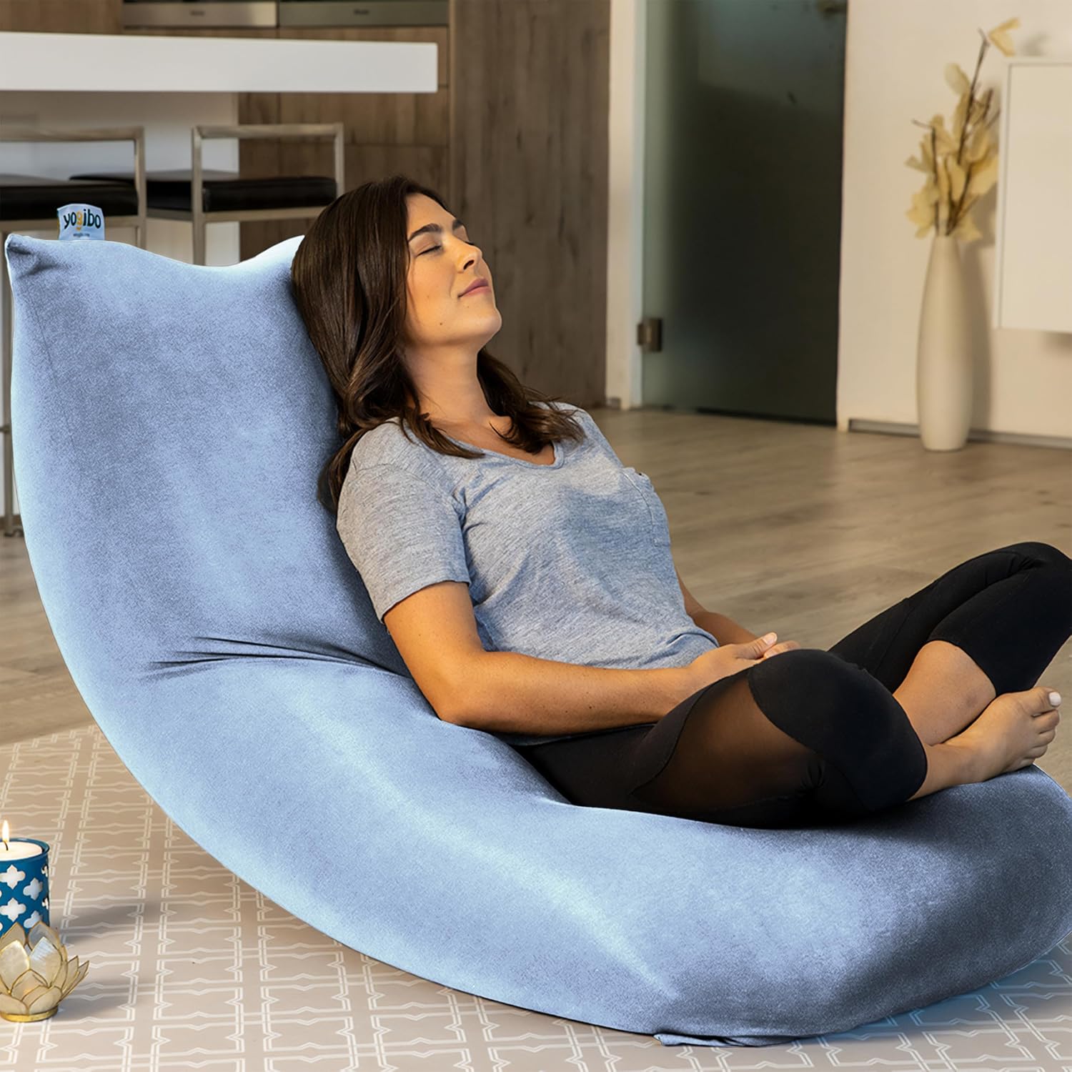 Yogibo Short Bean Bag Lounger Chair for Adults, Kids and Teens with Filling, Soft, Plush, Comfy, Sensory Lounge Beanbag Loveseat, Washable Cover, Rain
