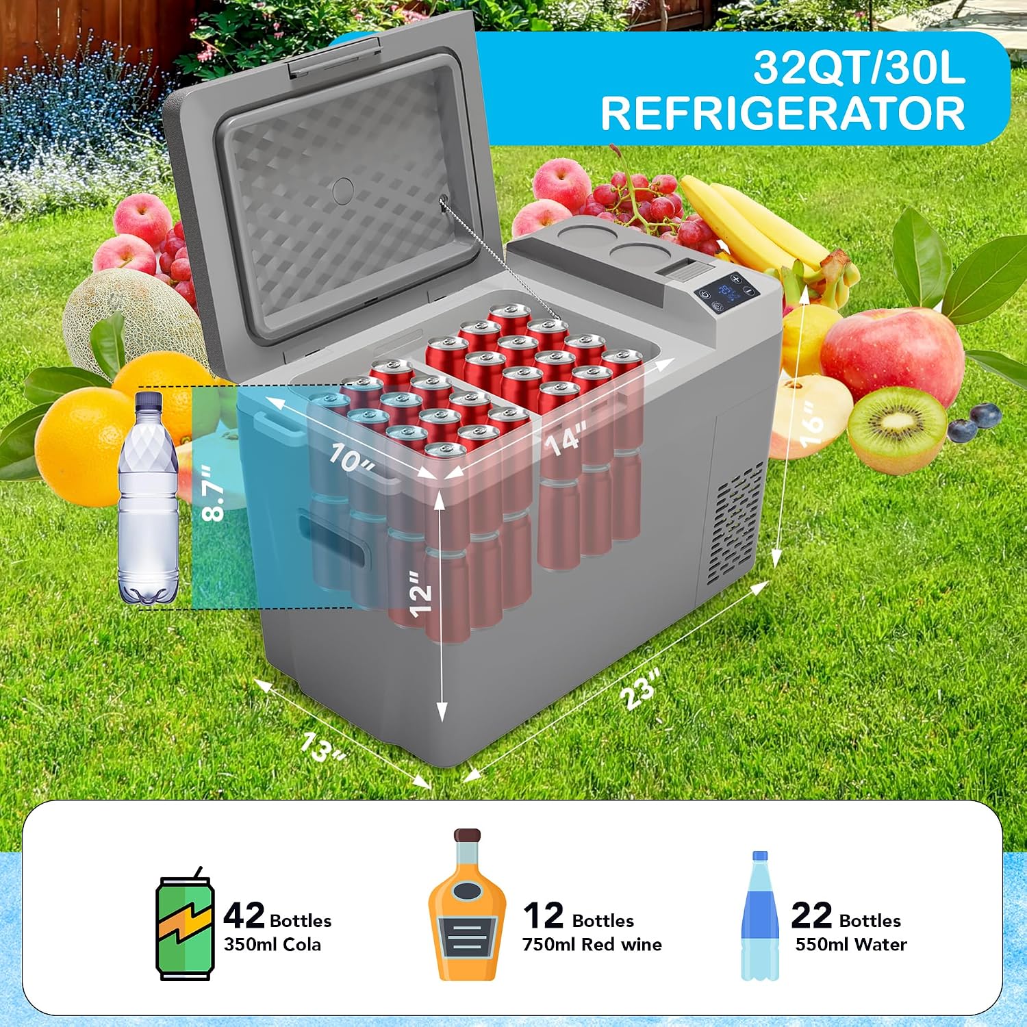 GAOMON POU_0A58TR0L Car Refrigerator, Grey