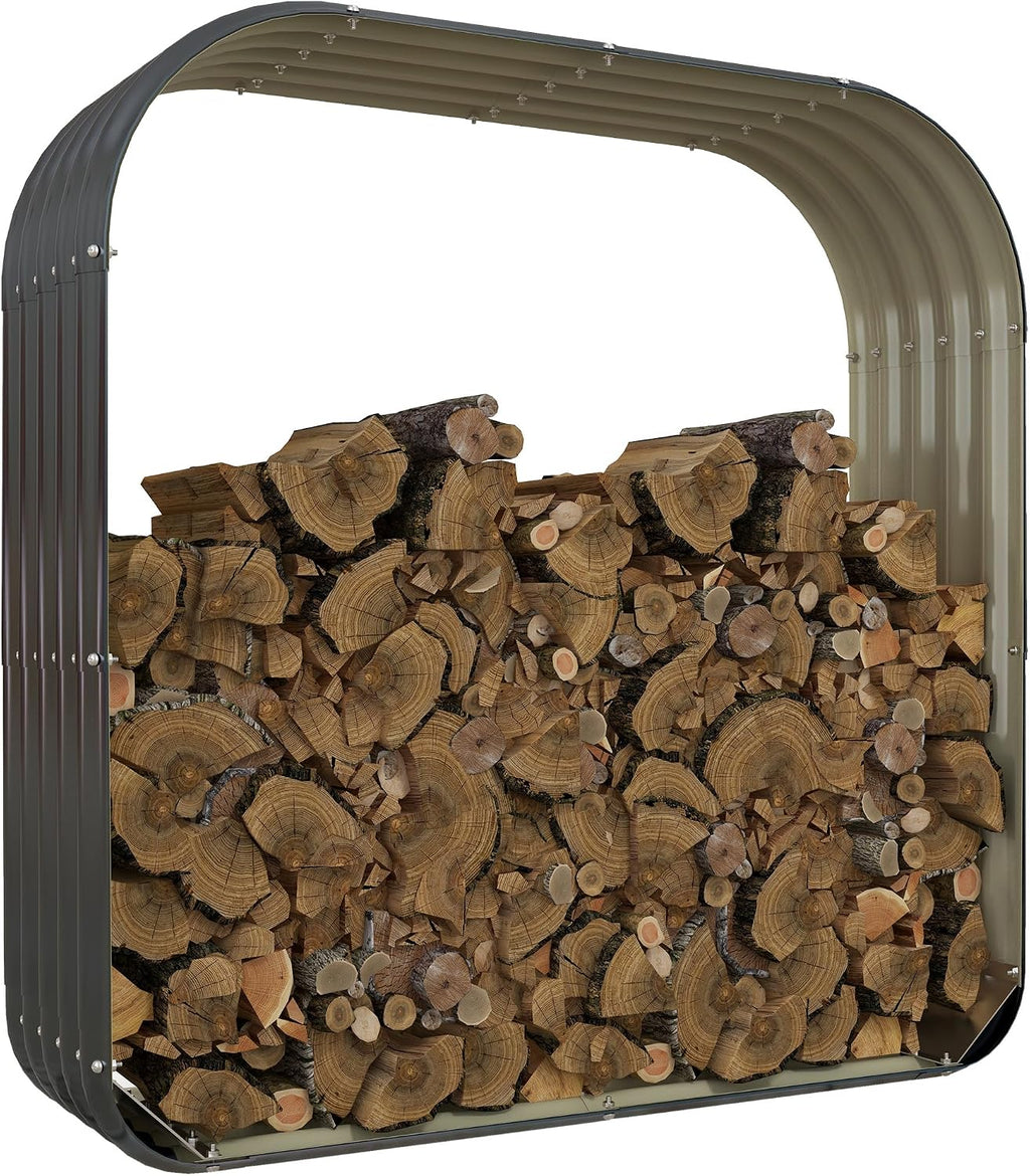 Outdoor Firewood Racks, Firewood Storage Shed, Wood Sheds with Rubberized Edge for Safety and Gloves for Easy Assembly, 4.7' x 1.4' x 4.7'