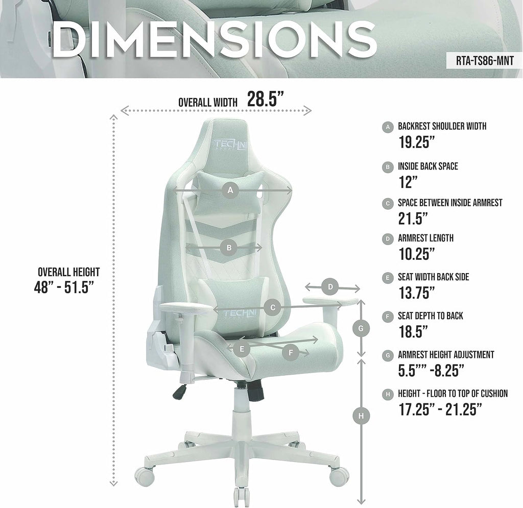 Techni Sport Green Pastel Multi-Layered Fabric Gaming Chair