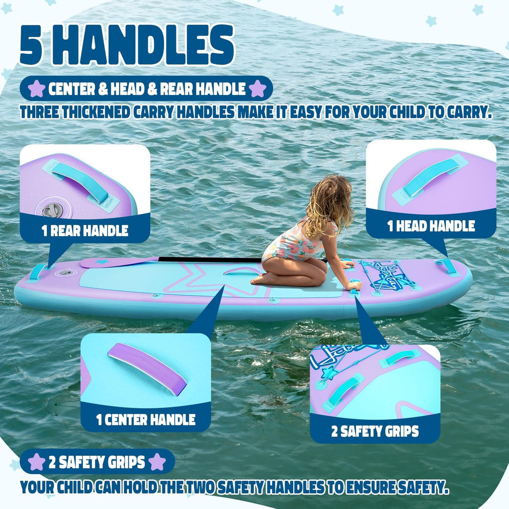 Kids Paddle Board with SUP Accessories, Child Paddle Board Durable, Lightweight, Stable Design, Wide Non-Slip Deck, 7ft 7.6ft 8ft 9.6ft Inflatable Paddle Boards for Kids & Youth