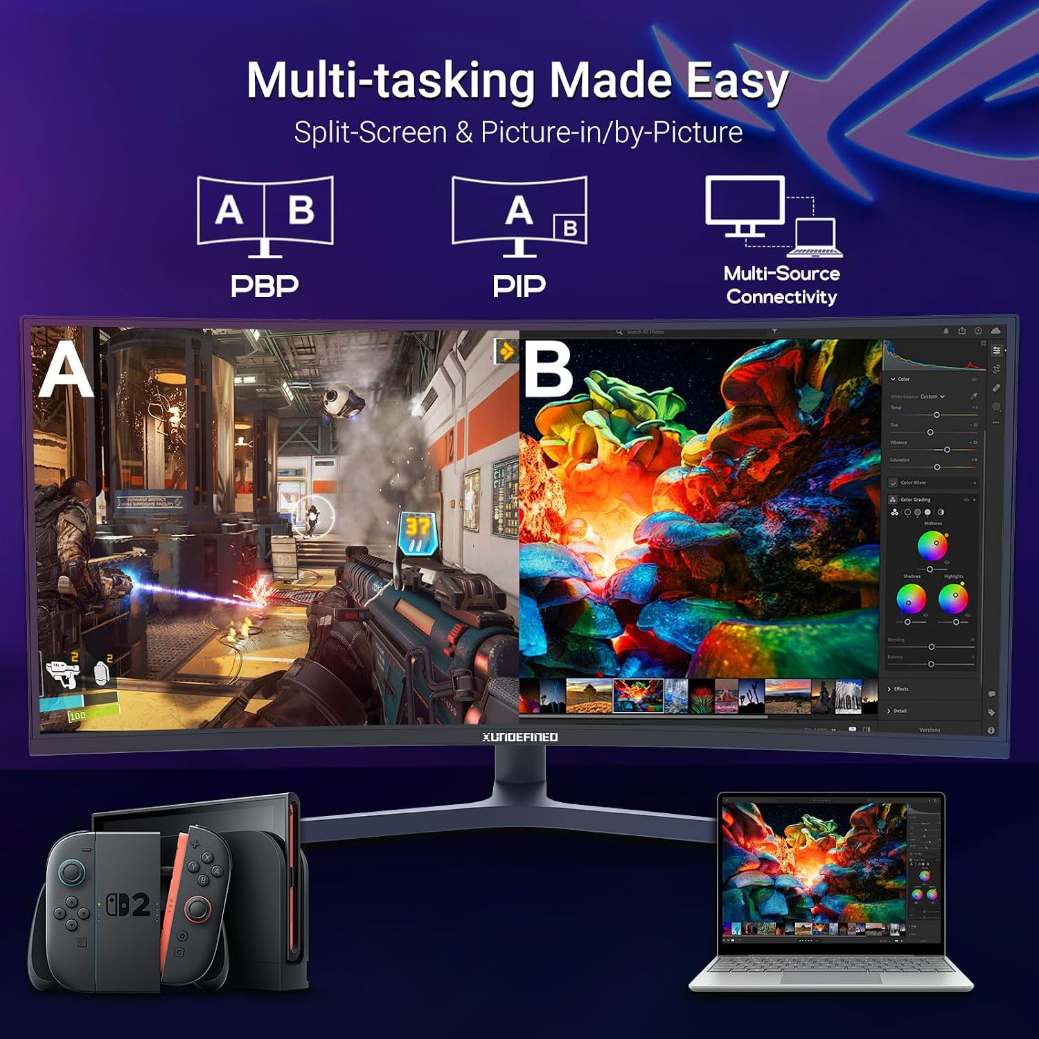 34 Inch Curved Monitor 180Hz, UWQHD 3440x1440p Ultrawide Gaming Monitor 1500R with Speaker, PIP/PBP, 4000:1 Contrast, sRGB126%, HDR, FreeSync & G-SYNC, 1ms(MPRT), HDMI/DP Port, Adjustable Stand, VESA