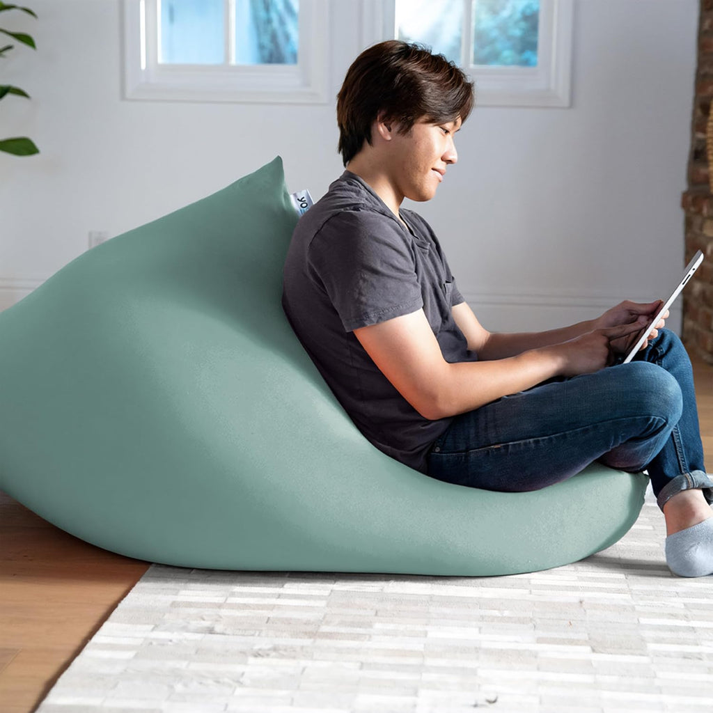 Yogibo Short Bean Bag Lounger Chair for Adults, Kids and Teens with Filling, Soft, Plush, Comfy, Sensory Lounge Beanbag Loveseat, Washable Cover, Mint