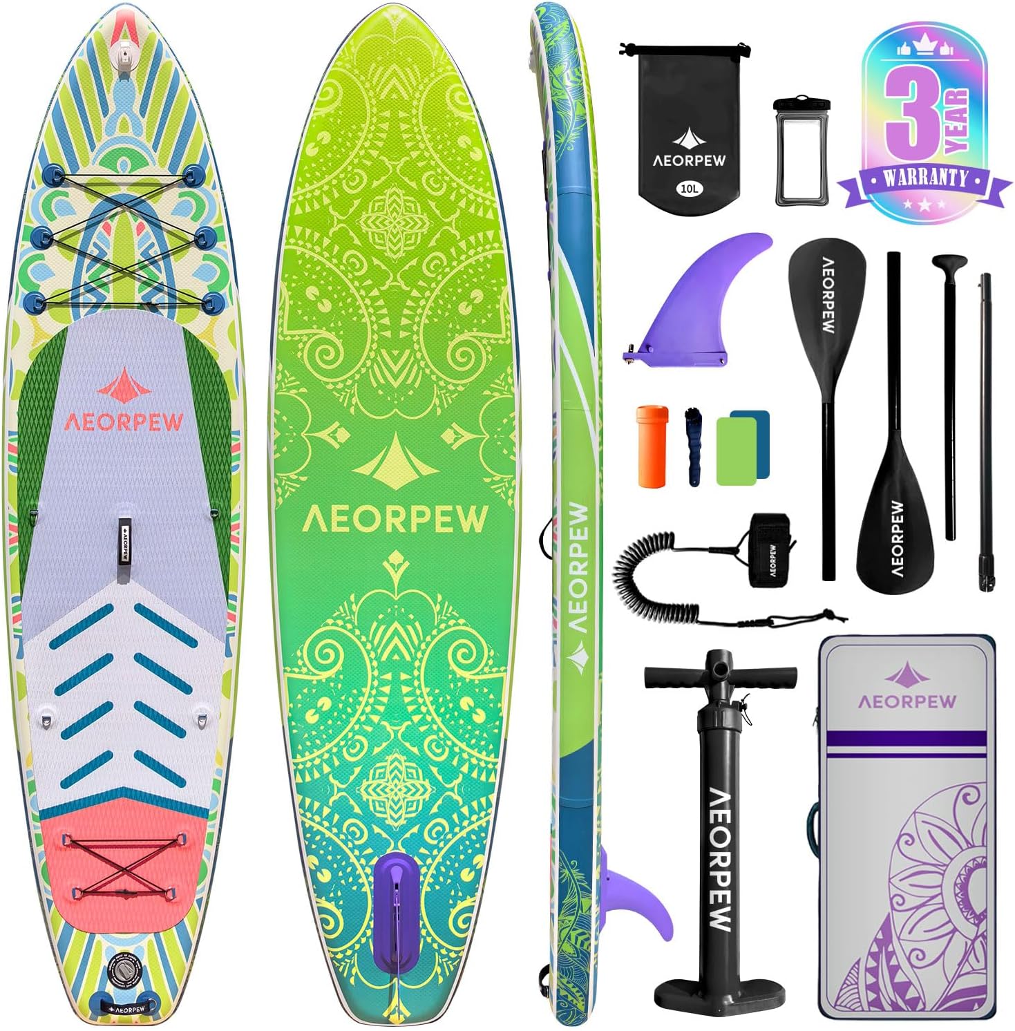34'' Wide Inflatable Paddle Board for Women with Premium Paddle Boards Accessories, Adj SUP Paddle, 100L Backpack, Suitable for Versatile SUP Boards of All Skills Levels