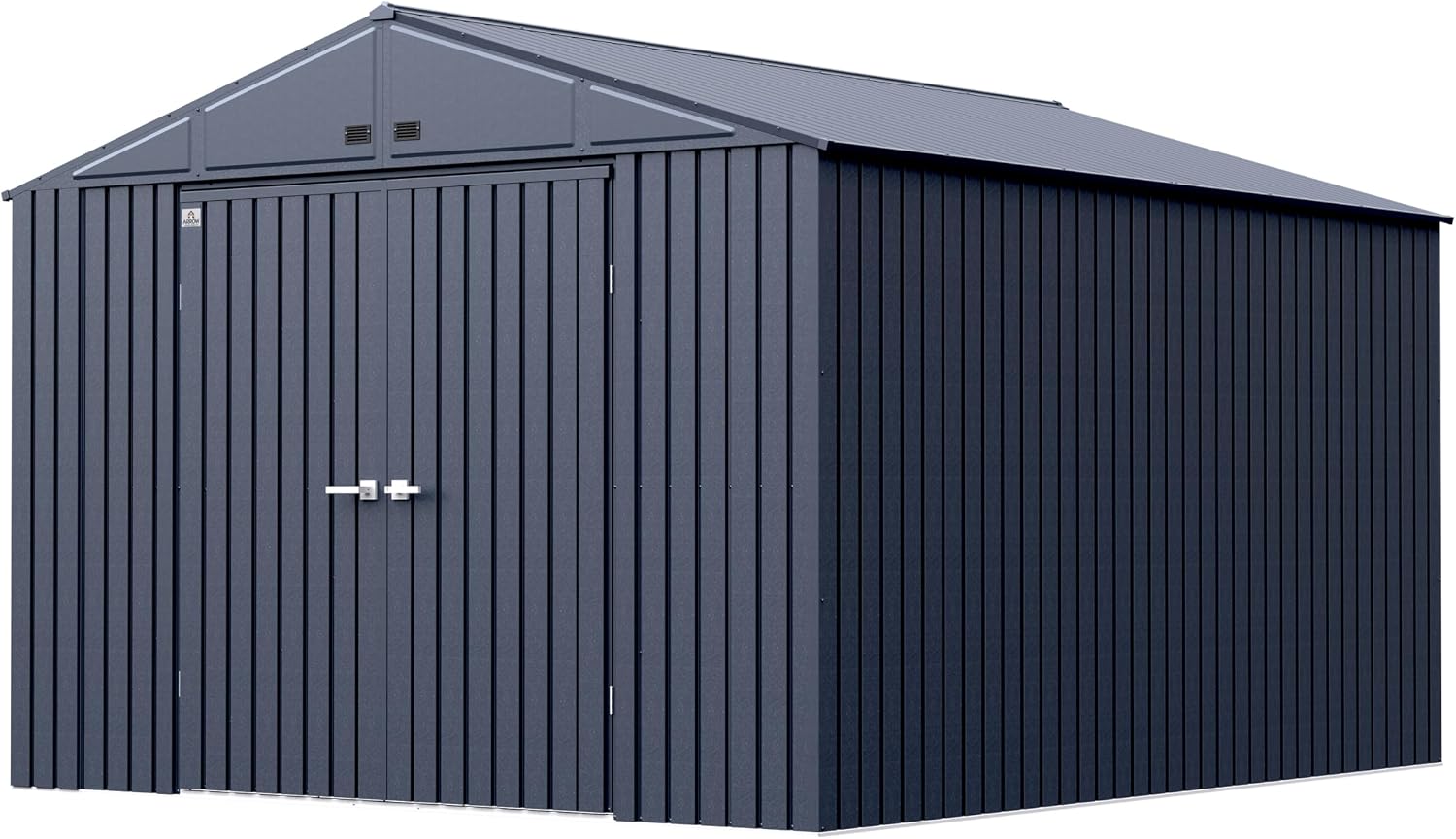 Arrow Shed Elite 10' x 12' Tall Outdoor Steel Storage Shed with High Gable and Lockable Doors Storage Building, Anthracite