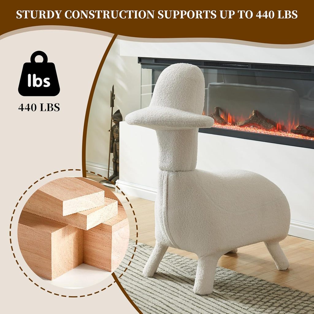 Animal Shape Gaming Chair, Soft Lamb Wool, Cute Duckbill-Shaped Chair for kids, Deep Cushion, Small Sofa for Small Space, Ideal for Bedroom/Living Room/Office, Stylish Furniture, Easy Assembly, Beige