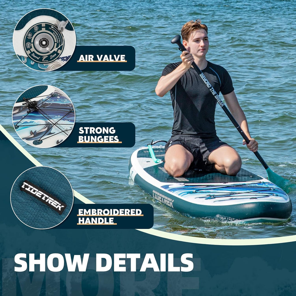 11'/11'6' x 33'/34' x 6' Inflatable SUP Paddle Board – Extra-Wide, Stable Stand Up Paddle Board with Premium Full Accessory Set for Adults & Youth