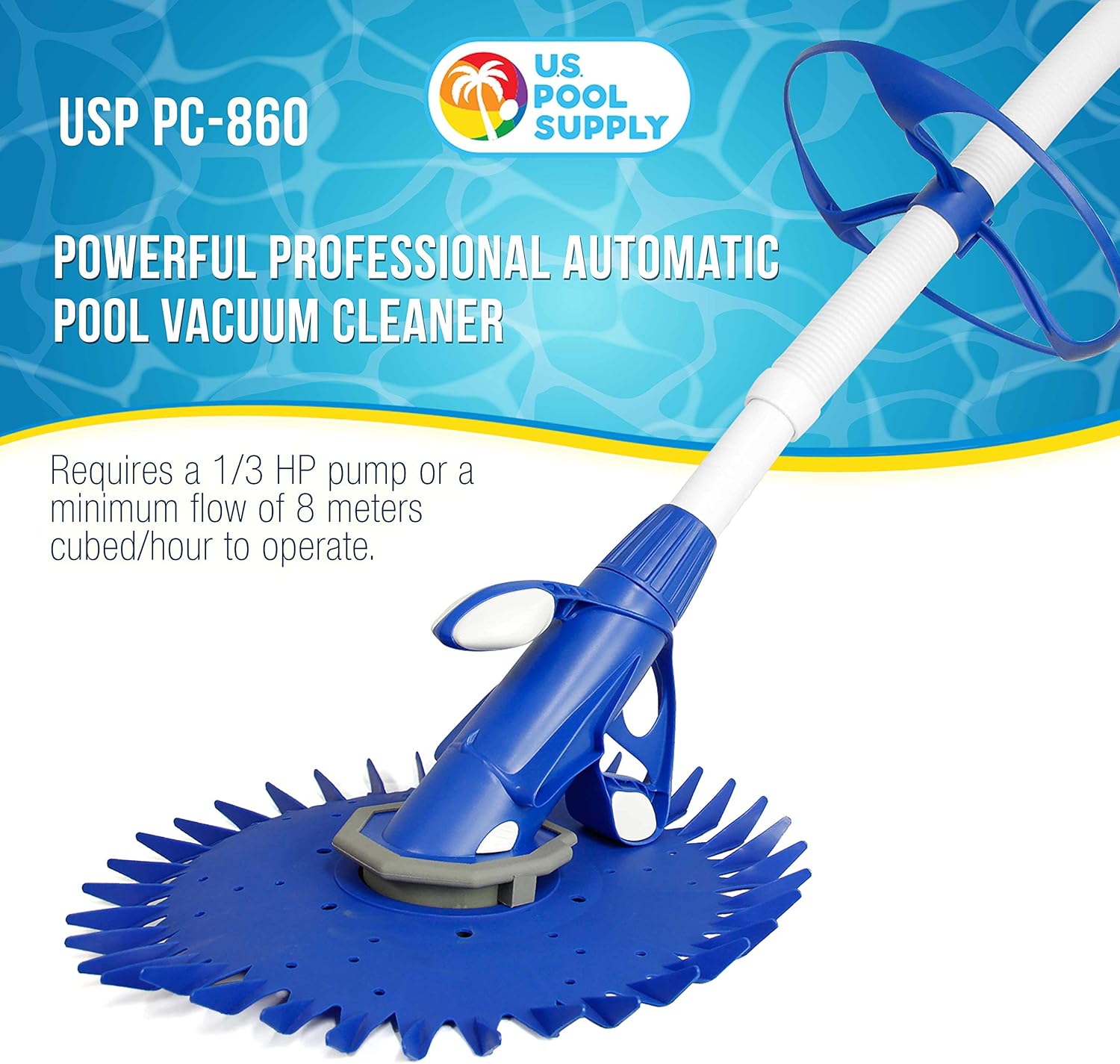 U.S. Pool Supply Professional Suction Pool Cleaner, Inground Automatic Pool Vacuum Cleaner with Hose - Swimming Sweeper Vac Cleaning Suction-Side Cleaners - Auto Creepy Sweeps Removes Debris, Leaves