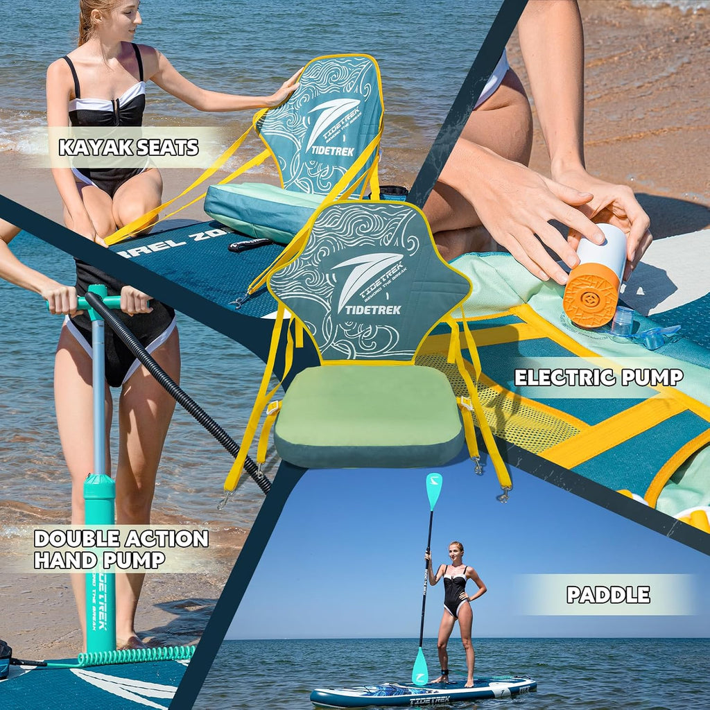 11'/11'6' x 33'/34' x 6' Inflatable SUP Paddle Board – Extra-Wide, Stable Stand Up Paddle Board with Premium Full Accessory Set for Adults & Youth