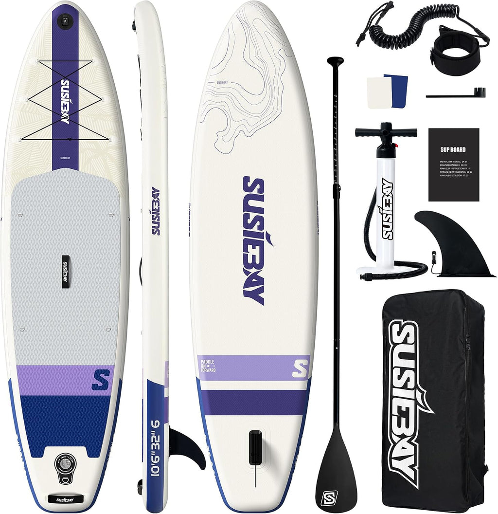 Inflatable Stand Up Paddle Board with SUP Accessories,Inflatable Paddle Boards for Adults & Youth, Anti-Slip EVA Deck,Wide Stance,Dual Action Pump,108L Backpack