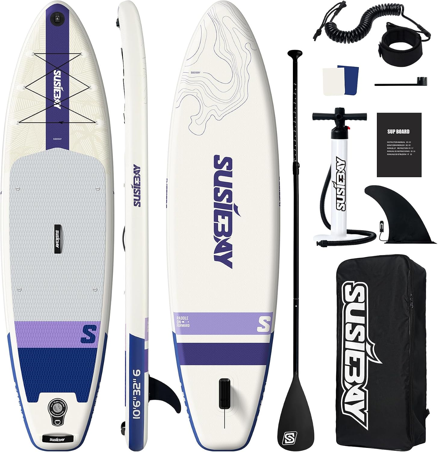 Inflatable Stand Up Paddle Board with SUP Accessories,Inflatable Paddle Boards for Adults & Youth, Anti-Slip EVA Deck,Wide Stance,Dual Action Pump,108L Backpack