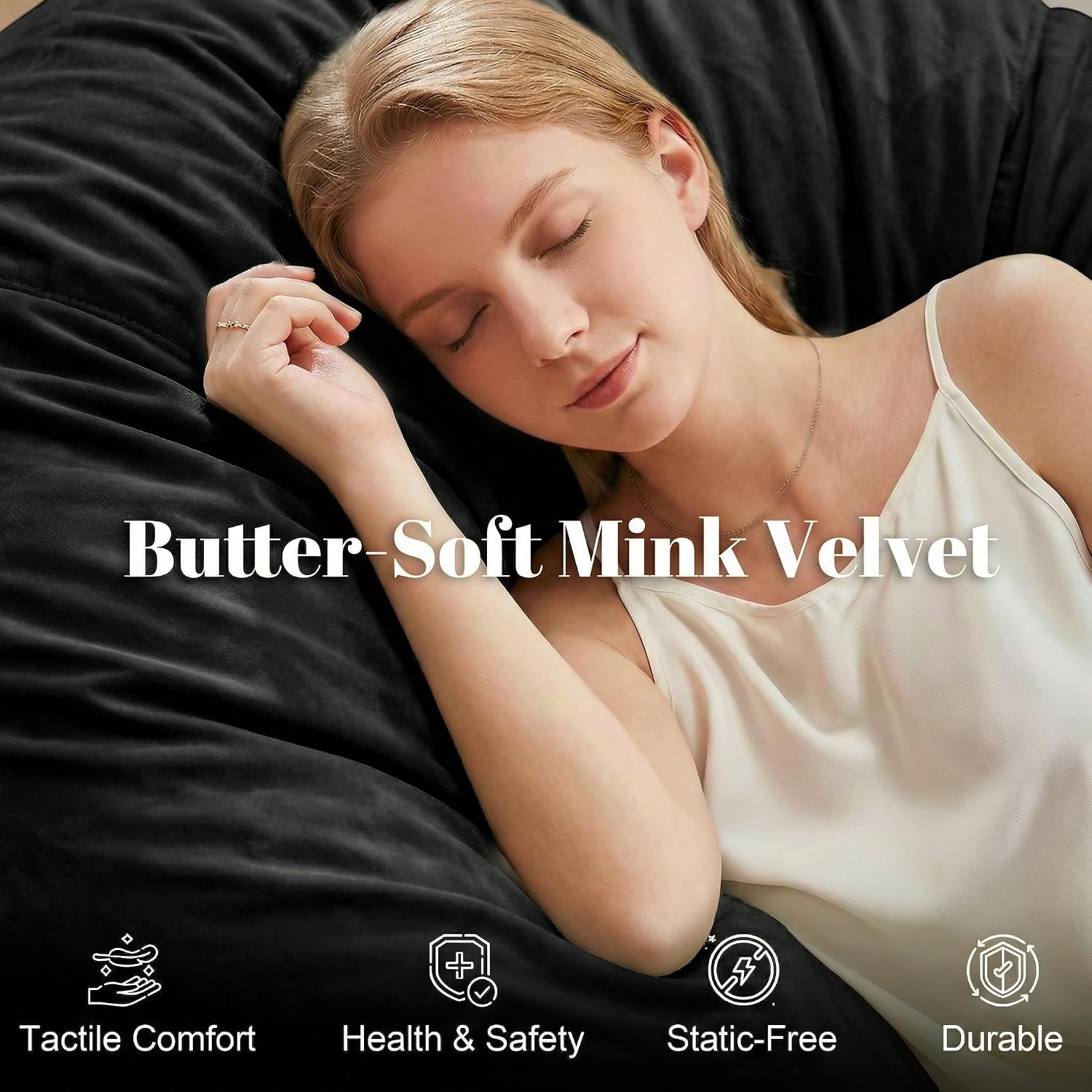 Codi Bean Bag Chair with Filler Included, 4 FT - Comfy Large Beanbag Chairs for Adults, Memory Foam Added - Machine Washable and Soft Mink Bonded Cover - Black, 4ft