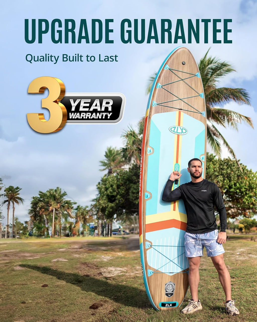 ZLX 11'6'x35' Ultra Wide Inflatable Stand Up Paddle Board | Stable Non-Slip Deck Pad, Unique Fin System, Premium SUP Accessories & Backpack - Upgraded Pump for Adults, All Skill Levels