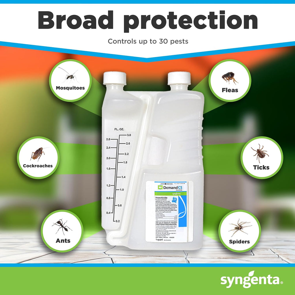 Demand CS Insecticide - Long-Lasting Pest Control, 1-qt. Sprayable Insecticide Effective Against Over 30 Pests, Formulated for Indoor & Outdoor Use