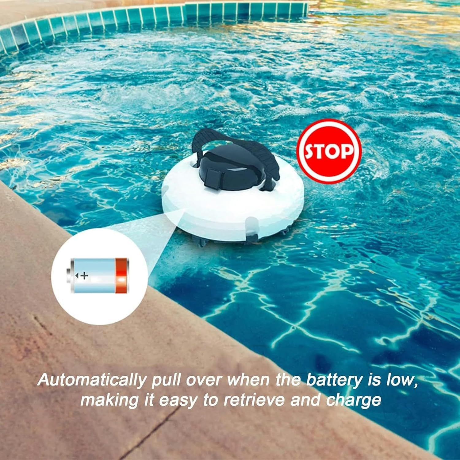 Electric Pool Cleaning Robot,Pool Vacuum Lasts 120 Mins, Self-Parking,Robotic Pool Cleaner Support Self-Parking for above Ground/Inground Pool 860 Sq.Ft