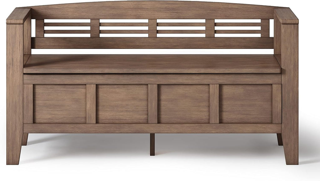 SIMPLIHOME Adams Entryway Storage Bench - 48 inch Wide Solid Wood Hallway Seat in Rustic Natural Aged Brown, Contemporary Bench for Entryway or Living Room with Lift-Up Lid and Spacious Storage