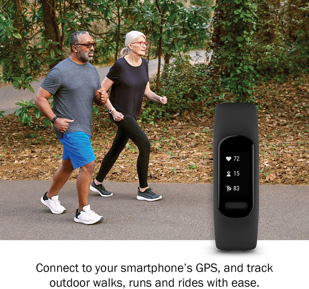 Garmin vivosmart 5 Fitness Tracker, Long-Lasting Battery, Wrist Heart Rate, Sleep Tracking, Smart Notifications, Compatible with Phone GPS | Signature Series Charger Bundle