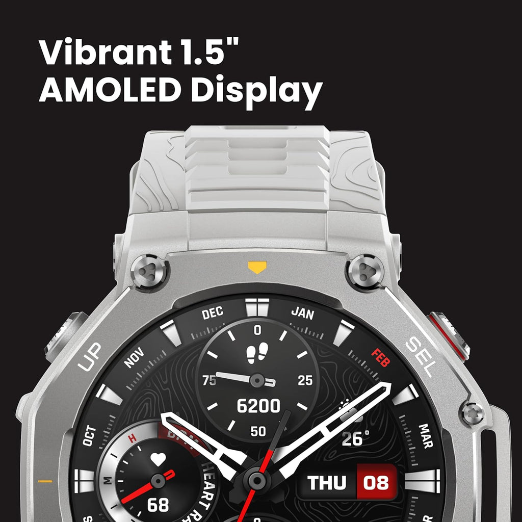 Amazfit T-Rex 3 Rugged/Military Smart Watch 48mm, GPS (with Privacy), Offline Maps, Long Battery Life,328 Feet Water-Resistant, 170 Fitness/Sport Modes, AI, Voice Control, for Android or iPhone, Black