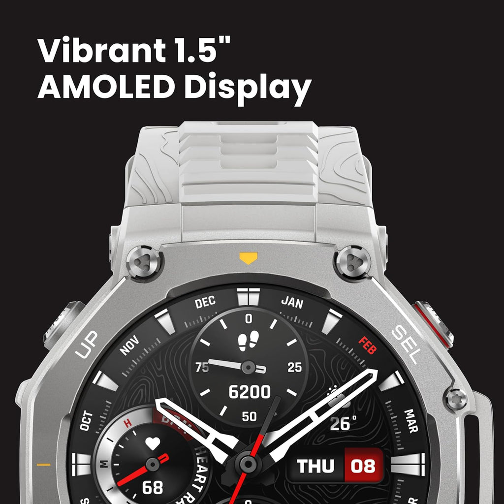 Amazfit T-Rex 3 Rugged Military Smart Watch 48mm, GPS (with Privacy), Offline Maps, Long Battery Life,328 Feet Water-Resistant, 170 Fitness/Sport Modes, AI, Voice Control, for Android or iPhone, Gray