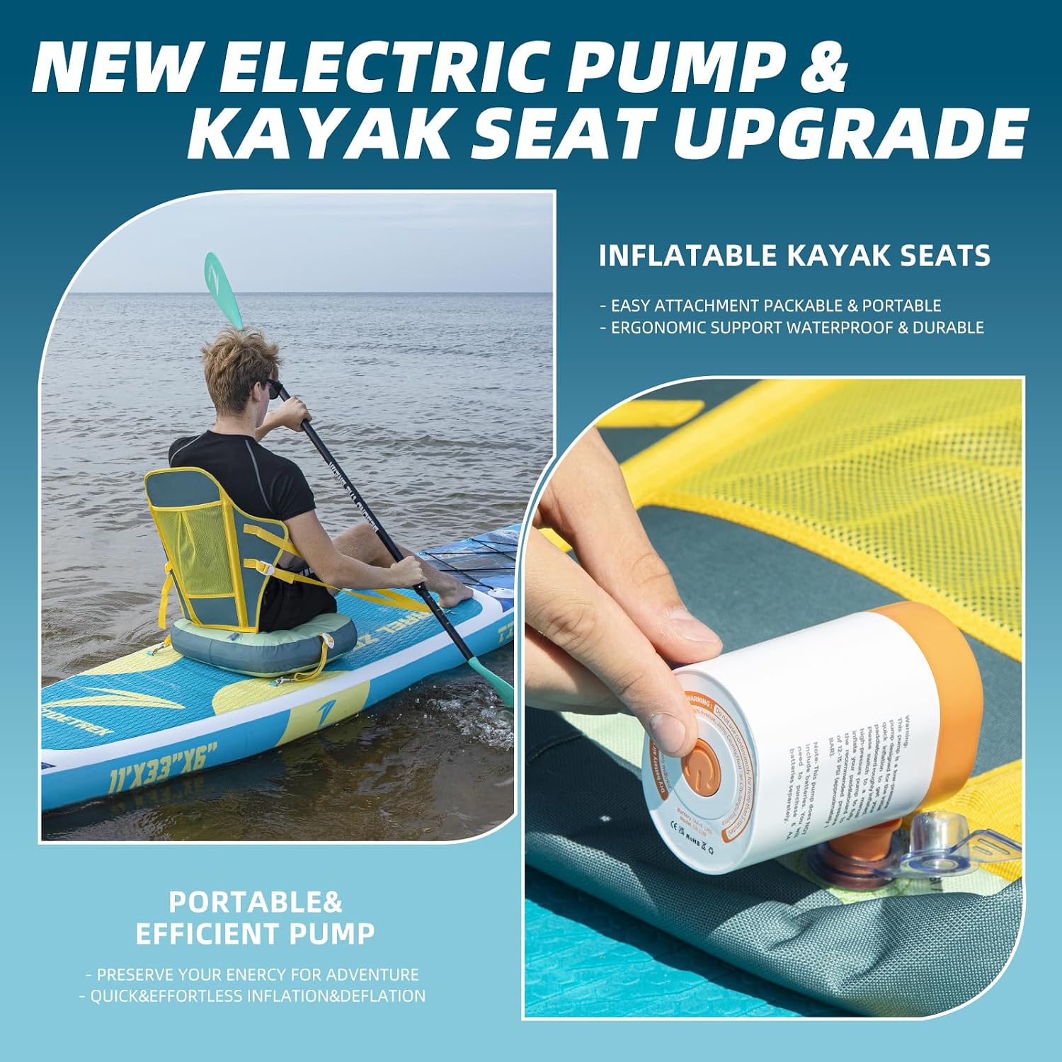 11'/11'6' x 33'/34' x 6' Inflatable SUP Paddle Board – Extra-Wide, Stable Stand Up Paddle Board with Premium Full Accessory Set for Adults & Youth