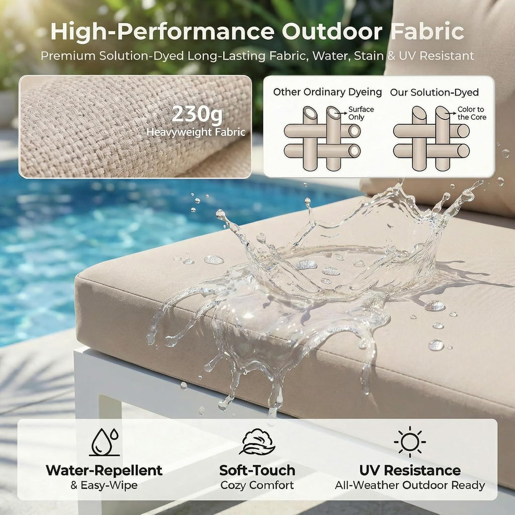NICESOUL 9 Piece Oversized Modular Aluminum Outdoor Furniture Set with Chaise Lounge, 29' Deep and Wide Sectional Seating, 500 lbs High Weight Capacity Patio Conversation Set for Poolside Deck, Beige