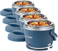 Crock-Pot 20-Ounce Electric Lunch Box,Portable Food Warmer,Faded Blue,Perfect for Travel,Car,On-the-Go,Keeps Food Warm,Spill-Free,Dishwasher-Safe,Ideal Gift for Men and Women,(Pack of 4)