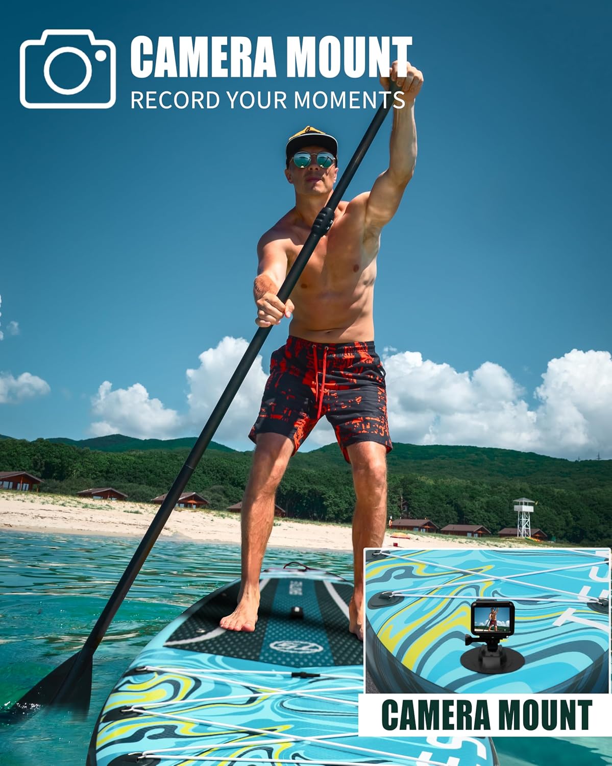 11'6x35'' Extra Wide Inflatable Paddle Board,All-Round Ultra Stable Stand Up Paddleboards with Plus Kits for 450lb,Dual Bungees, Camera Mount, 100L Backpack, Dual-Action Pump