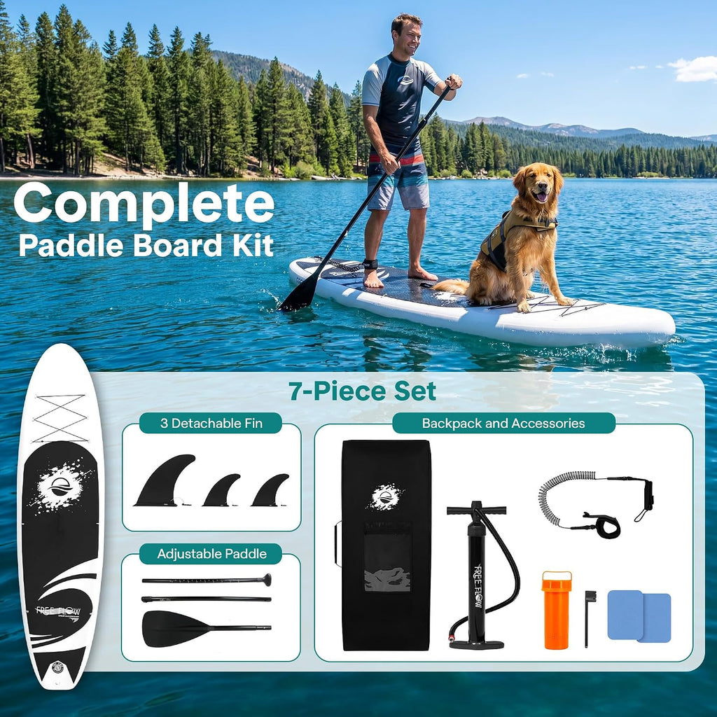 SereneLife Inflatable Stand Up Paddle Board - Wide Stable Design, Non-Slip Deck for Adults & Youth with Premium Paddle Board Accessories: Carry Bag, Dual Action Pump, Paddle, Ankle Leash