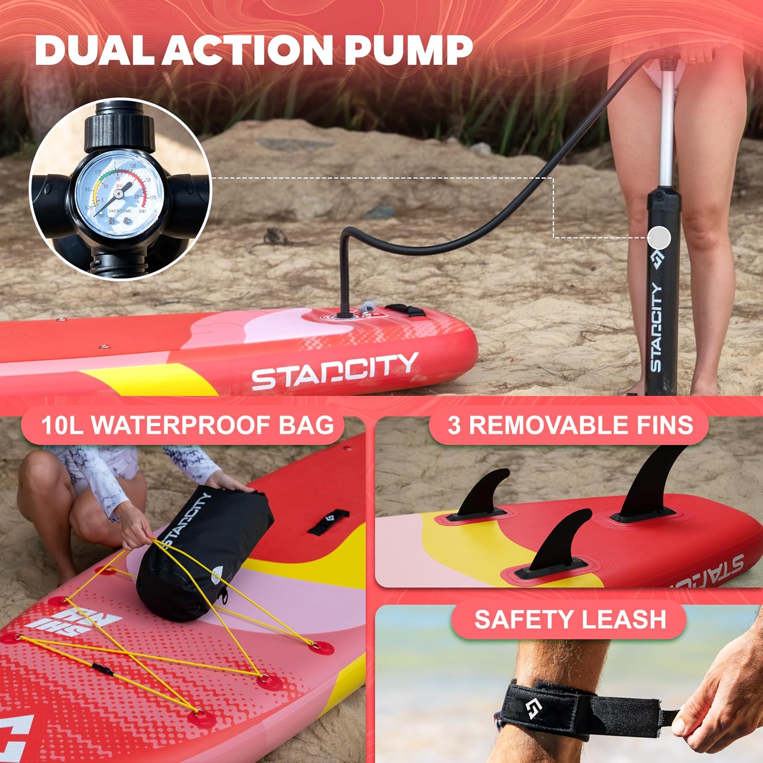 Starcity 11'x34*6' Blow Up Paddle Board, Inflatable Paddle Board, Spacious and Stable, Anti Slip and Easy to Operate, Large Size Suitable for Single Person/Family/Pet Use