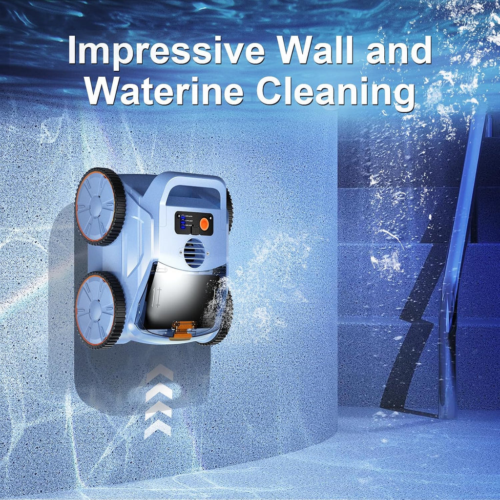 Robotic Pool Cleaner for Inground Pools, OOTDAY Cordless Robotic Pool Vacuum, Pool Robot with Smart Navigation, Floor/Wall/Waterline Cleaning, 150 Mins Runtime, Pools up to 2000 Sq.ft