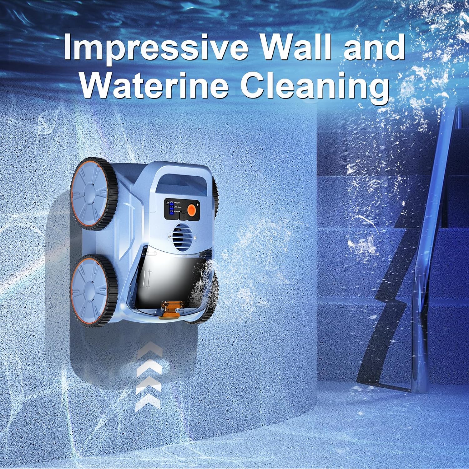 Robotic Pool Cleaner for Inground Pools, OOTDAY Cordless Robotic Pool Vacuum, Pool Robot with Smart Navigation, Floor/Wall/Waterline Cleaning, 150 Mins Runtime, Pools up to 2000 Sq.ft