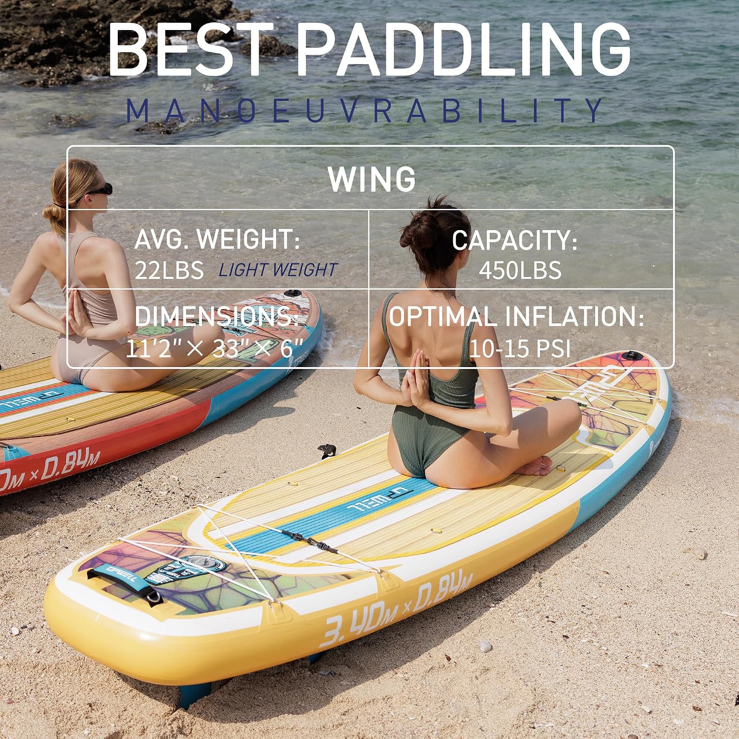 UPWELL 11'2'/11'6'Stand Up Paddle Board for Youth & Adults, Inflatable Paddle Board with Stable Design, Premium SUP Accessories, Backpack, Paddle, Leash, Pump, Fins