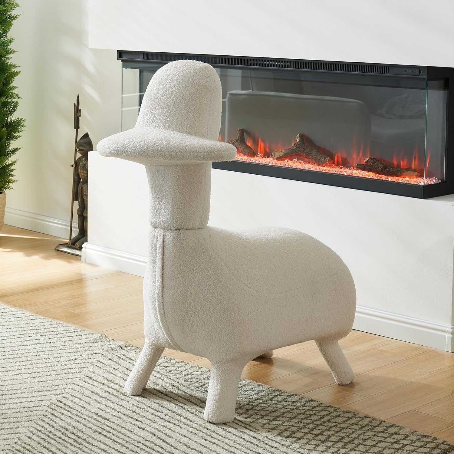 Animal Shape Gaming Chair, Soft Lamb Wool, Cute Duckbill-Shaped Chair for kids, Deep Cushion, Small Sofa for Small Space, Ideal for Bedroom/Living Room/Office, Stylish Furniture, Easy Assembly, Beige