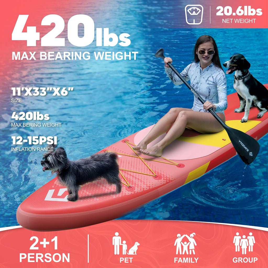 Starcity 11'x34*6' Blow Up Paddle Board, Inflatable Paddle Board, Spacious and Stable, Anti Slip and Easy to Operate, Large Size Suitable for Single Person/Family/Pet Use