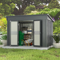 MUPATER 6x10 FT Outdoor Storage Shed,Galvanized Metal Shed Storage House with Lockable Door & Vents for Garden,Patio, Backyard, Grey