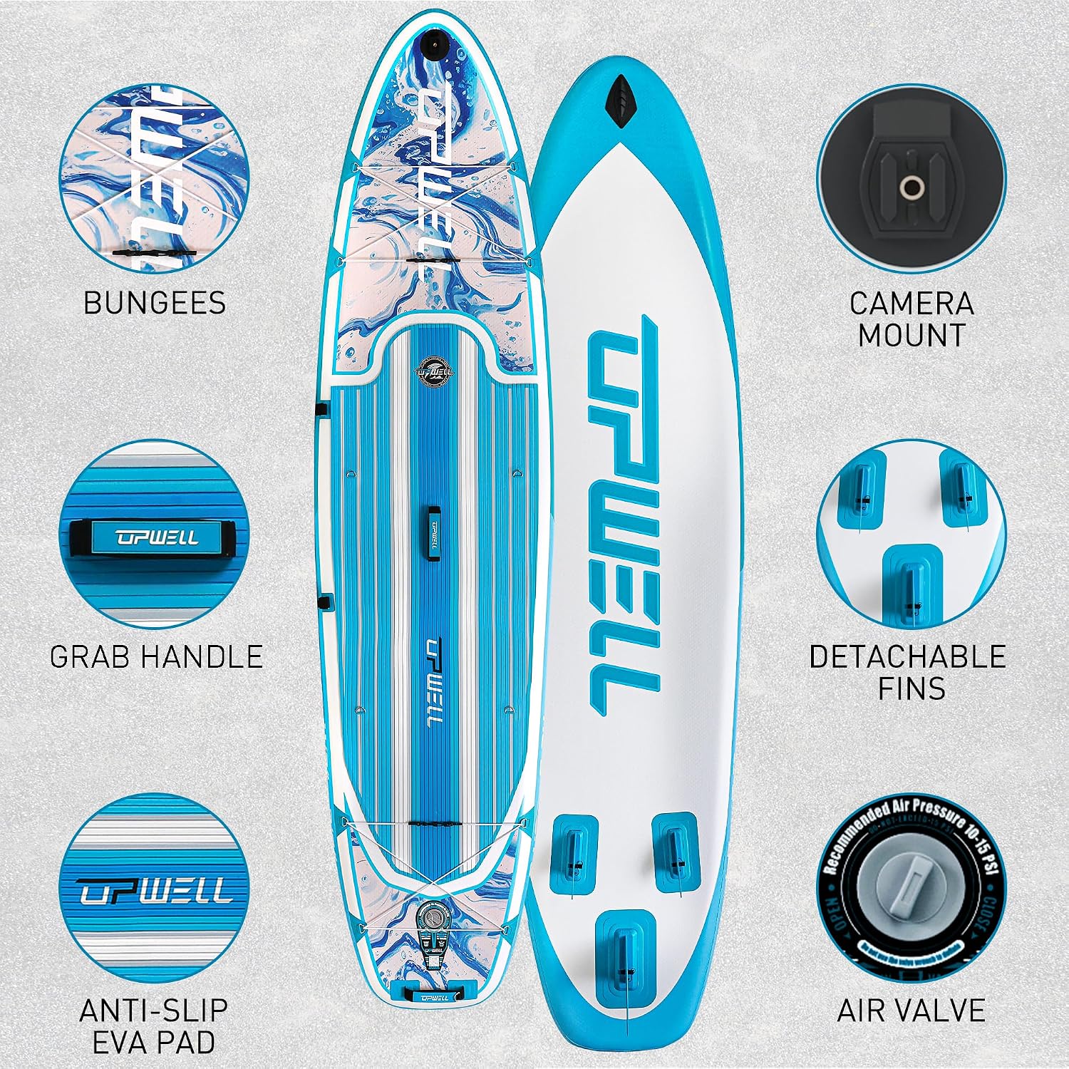 UPWELL 11'2'/11'6'Stand Up Paddle Board for Youth & Adults, Inflatable Paddle Board with Stable Design, Premium SUP Accessories, Backpack, Paddle, Leash, Pump, Fins