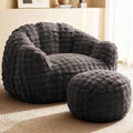 KINGYES Giant Bean Bag Chair with Ottoman, 3 in 1 Bean Bag Couch with Memory Foam Filler,Gaming Chair for Adults, Bean Bag for Kids & Teen, Dark Gray
