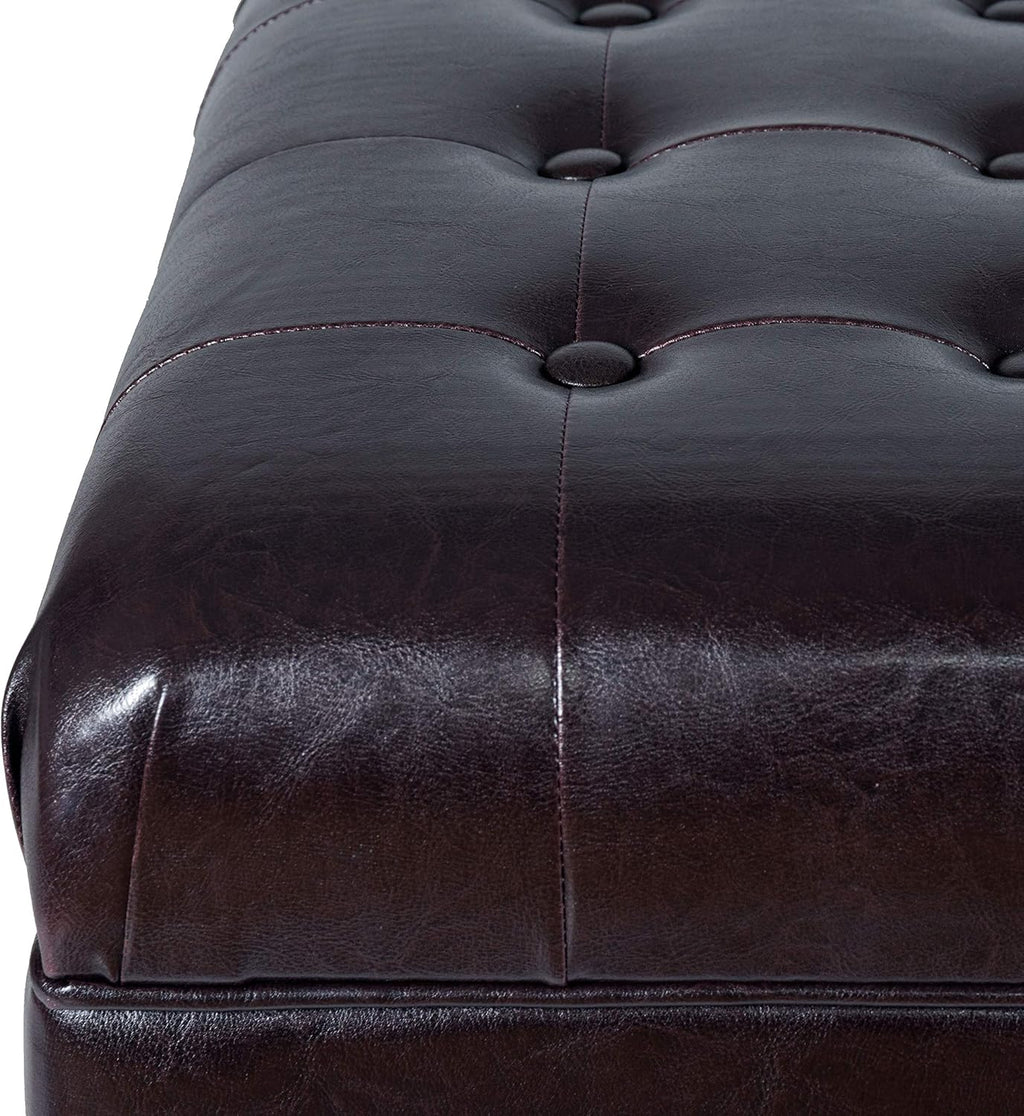 HomePop Deluxe Tufted Storage Bench with Hinged Lid, Espresso