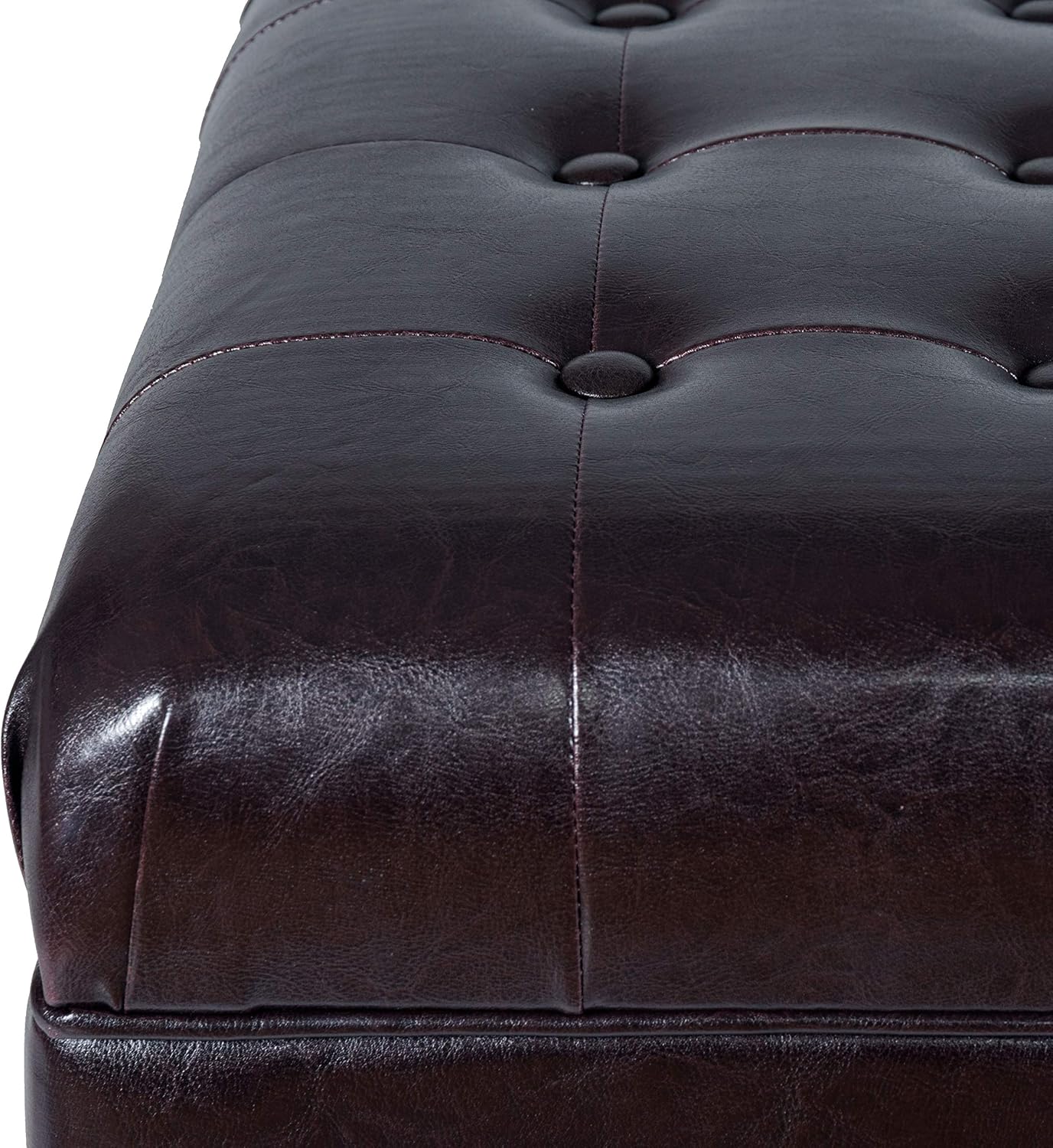 HomePop Deluxe Tufted Storage Bench with Hinged Lid, Espresso