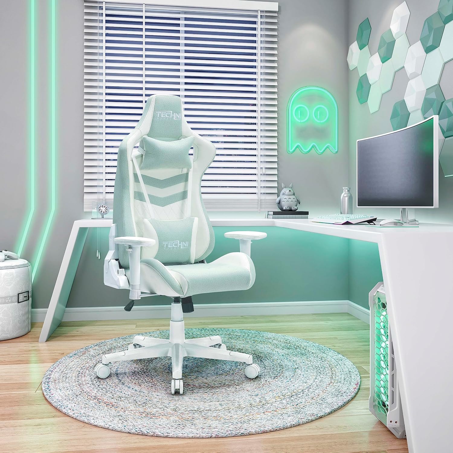 Techni Sport Green Pastel Multi-Layered Fabric Gaming Chair